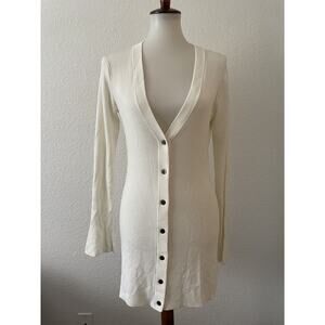 L'Agence Sweater Cardigan Lucas Ribbed V Neck Bell Sleeve Knit